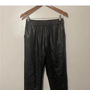 Black Faux Leather Jogger Pants
